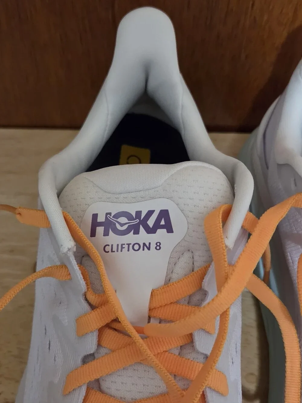Hoka One One Clifton 8 Womens Mint Green Orange Athletic Running Shoes Size 8B